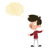 cartoon curious boy with thought bubble N7