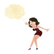 cartoon female spy with thought bubble