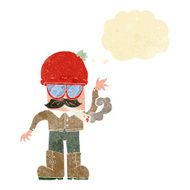 cartoon man smoking pot with thought bubble