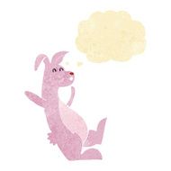 cartoon pink bunny with thought bubble