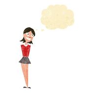 cartoon happy woman with thought bubble N28