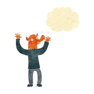 cartoon happy fox man with thought bubble