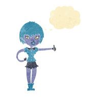 cartoon vampire girl giving thumbs up sign with thought bubble N2
