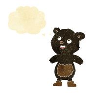 cartoon black bear with thought bubble N4