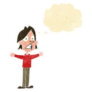 cartoon frightened man with thought bubble N14