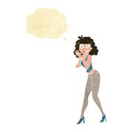 cartoon surprised woman with thought bubble N26