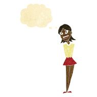cartoon happy woman with thought bubble N29