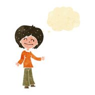 cartoon happy woman with thought bubble N30