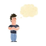 cartoon sulking man with thought bubble N2