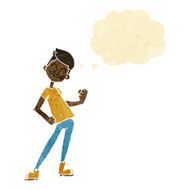 cartoon celebrating man with thought bubble N2