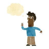 cartoon man signalling with hand thought bubble