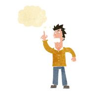 cartoon angry man making point with thought bubble