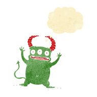 cartoon little devil with thought bubble N2