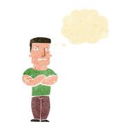 cartoon tough guy with folded arms thought bubble N2