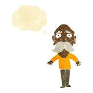 cartoon sad old man with thought bubble N3