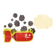 cartoon falling bomb with thought bubble