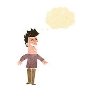 cartoon happy man with thought bubble N53