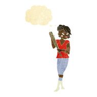 cartoon pretty punk girl with baseball bat thought bubble N2