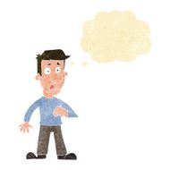 cartoon shocked man with thought bubble N10