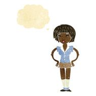 cartoon woman with hands on hips thought bubble N25