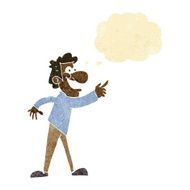 cartoon man pointing and laughing with thought bubble N4