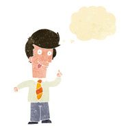 cartoon office man with crazy idea thought bubble N2
