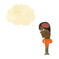 cartoon man with big brain thought bubble