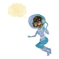 cartoon space woman with thought bubble N2