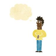 cartoon nervous man with thought bubble N19