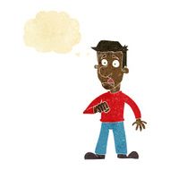 cartoon shocked man with thought bubble N11