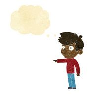 cartoon pointing boy with thought bubble N3