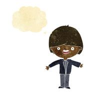 cartoon happy boy with open arms thought bubble