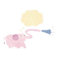 cartoon elephant squirting water with thought bubble N3