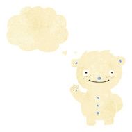 cartoon waving polar bear with thought bubble N2