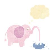 cartoon elephant squirting water with thought bubble N4
