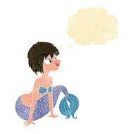 cartoon pretty mermaid with thought bubble N3