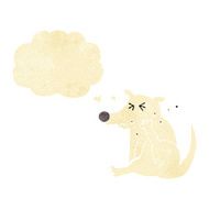 cartoon dog scratching with thought bubble N2