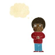 cartoon shy boy with thought bubble N3