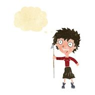 cartoon crazy woman with spear thought bubble N2