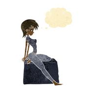 cartoon pin up pose girl with thought bubble N2