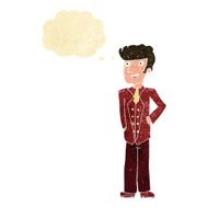 cartoon upperclass man with thought bubble