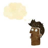 cartoon surprised man with thought bubble