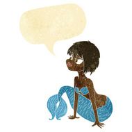 cartoon pretty mermaid with thought bubble N4