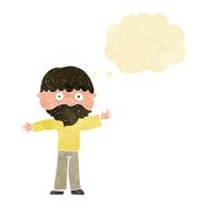 cartoon happy man with beard thought bubble N8