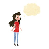 cartoon pretty girl with thought bubble N17
