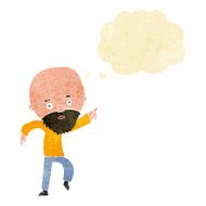 cartoon worried old man pointing with thought bubble N2