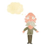 cartoon sad old man with thought bubble N4
