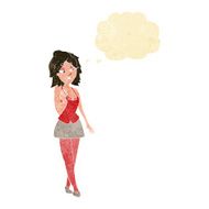 cartoon attractive office woman with thought bubble