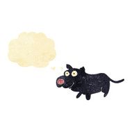 cartoon happy little dog with thought bubble
