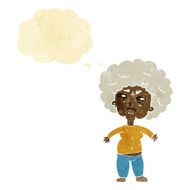 cartoon annoyed old woman with thought bubble N3